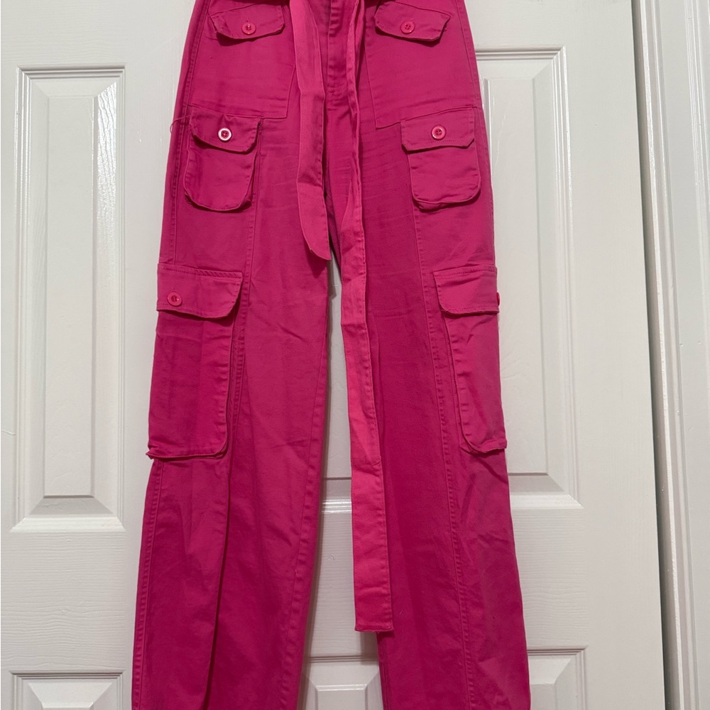 Hot Pink Cargo Utility Pants
